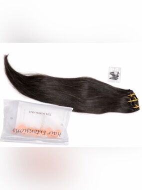 100% Human Hair Clip-In Extensions - Dark Brown